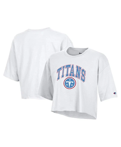 Champion Women's White Tennessee Titans Boyfriend Cropped T-Shirt