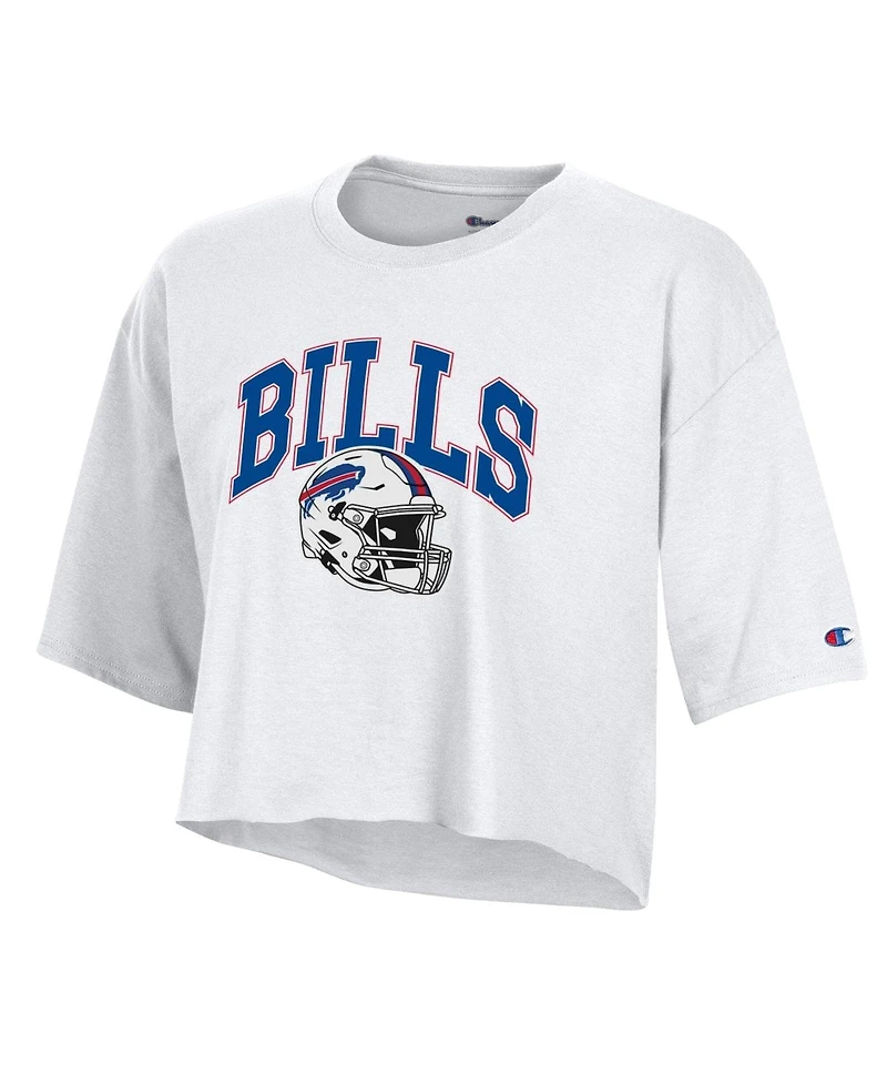 Champion Women's White Buffalo Bills Boyfriend Cropped T-Shirt