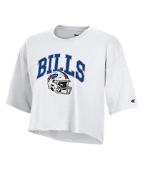 Champion Women's White Buffalo Bills Boyfriend Cropped T-Shirt