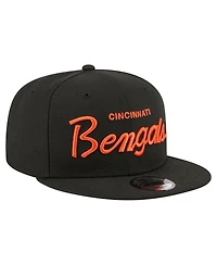 New Era Men's Black Cincinnati Bengals Core Team Script 9FIFTY Snapback Hat