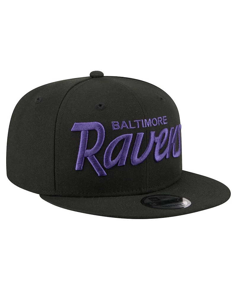 New Era Men's Black Baltimore Ravens Core Team Script 9FIFTY Snapback Hat
