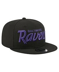 New Era Men's Black Baltimore Ravens Core Team Script 9FIFTY Snapback Hat