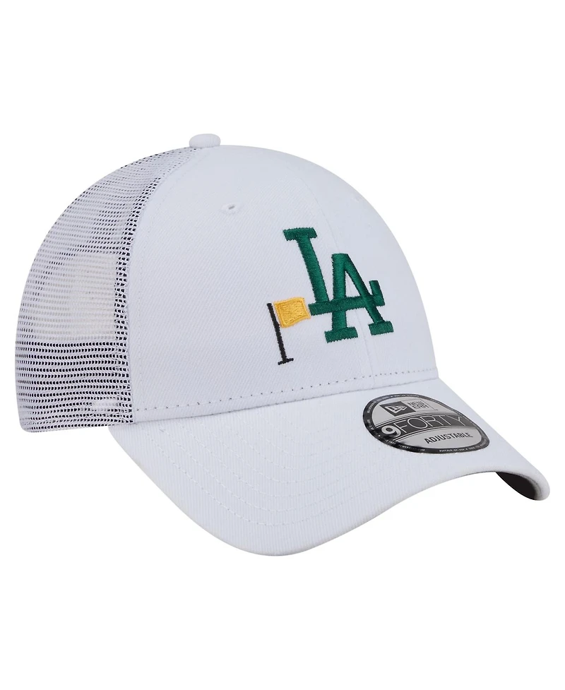 New Era Men's White Los Angeles Dodgers Flag 9FORTY Trucker Adjustable Hat