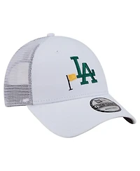 New Era Men's White Los Angeles Dodgers Flag 9FORTY Trucker Adjustable Hat