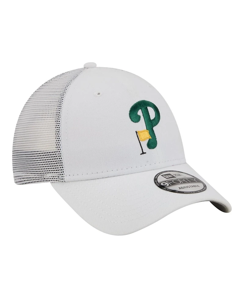 New Era Men's White Philadelphia Phillies Flag 9FORTY Trucker Adjustable Hat