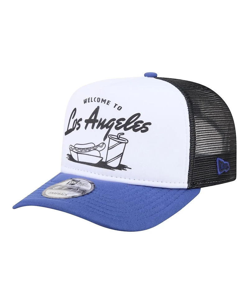 New Era Men's White/Royal Los Angeles Dodgers Foodie A-Frame 9FIFTY Trucker Snapback Hat