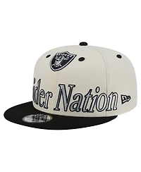 New Era Men's Cream Las Vegas Raiders Oversized Slogan 9FIFTY Snapback Hat
