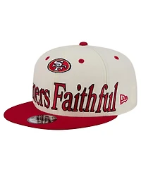 New Era Men's Cream San Francisco 49ers Oversized Slogan 9FIFTY Snapback Hat