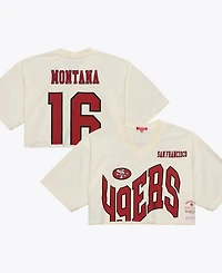 Mitchell & Ness Women's Joe Montana Cream San Francisco 49ers Retired Player Cropped Fashion Jersey