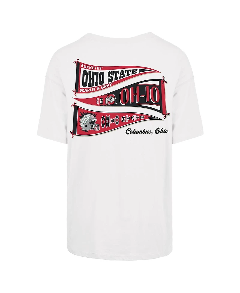 '47 Brand Women's White Ohio State Buckeyes Pennant Sadie T-Shirt