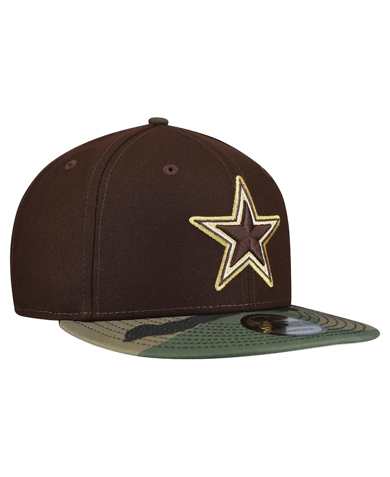 New Era Men's Dark Brown Dallas Cowboys Burnt Wood Camo 9FIFTY Snapback Hat