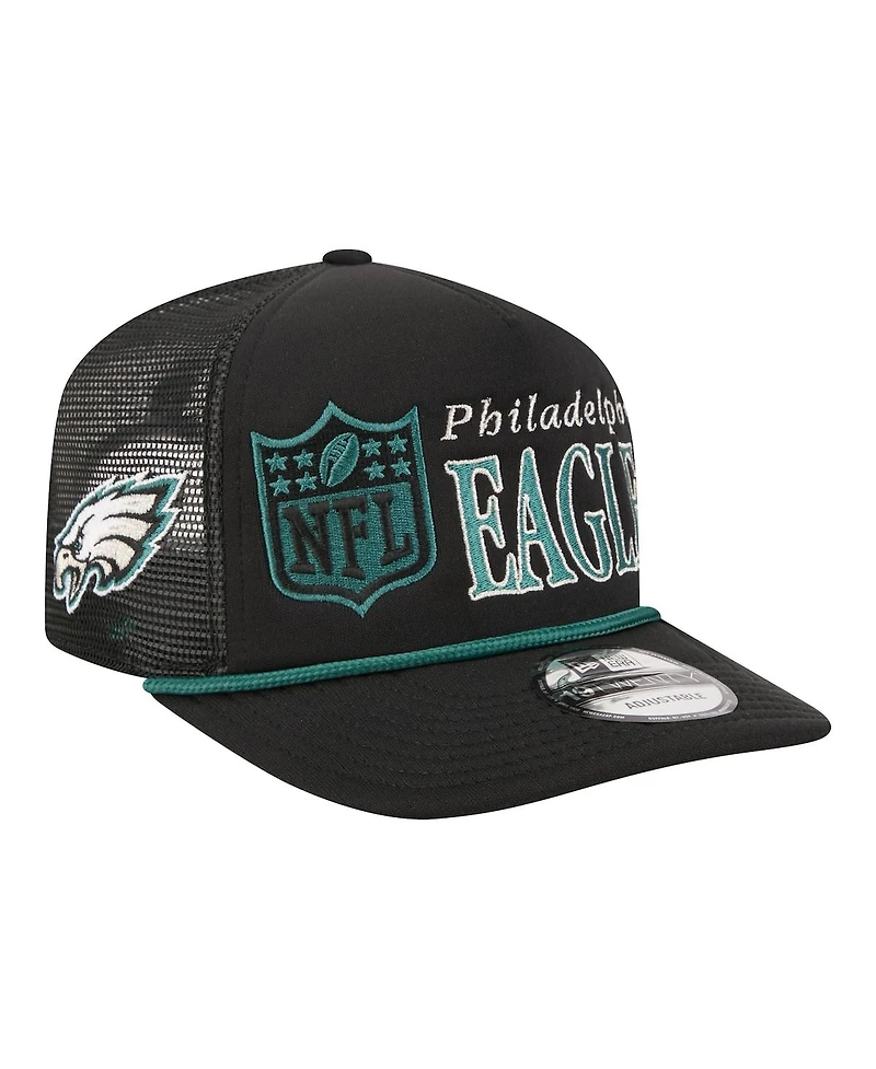 New Era Men's Black Philadelphia Eagles Throwback Foam 19TWENTY Adjustable Hat