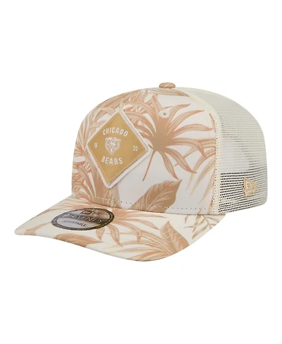 New Era Men's Tan Chicago Bears Tonal Palm Coolera 9SEVENTY Adjustable Trucker Hat