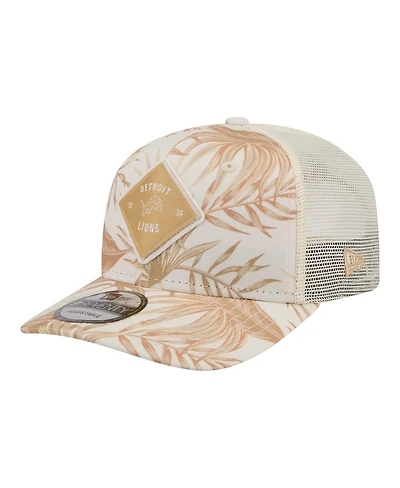 New Era Men's Tan Detroit Lions Tonal Palm Coolera 9SEVENTY Adjustable Trucker Hat