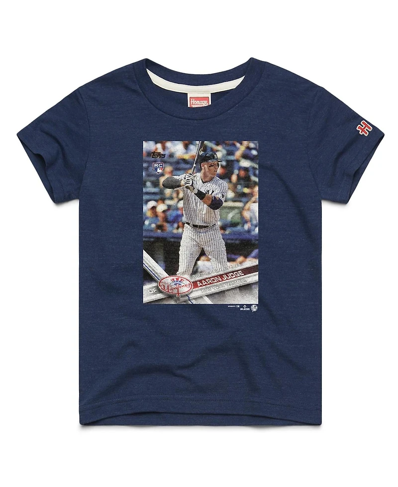 Homage Big Boys and Girls Aaron Judge Navy New York Yankees Topps Baseball Card Tri-Blend T-Shirt