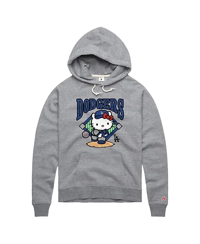 Homage Women's Gray Hello Kitty x Los Angeles Dodgers Pitch Tri-Blend Hoodie