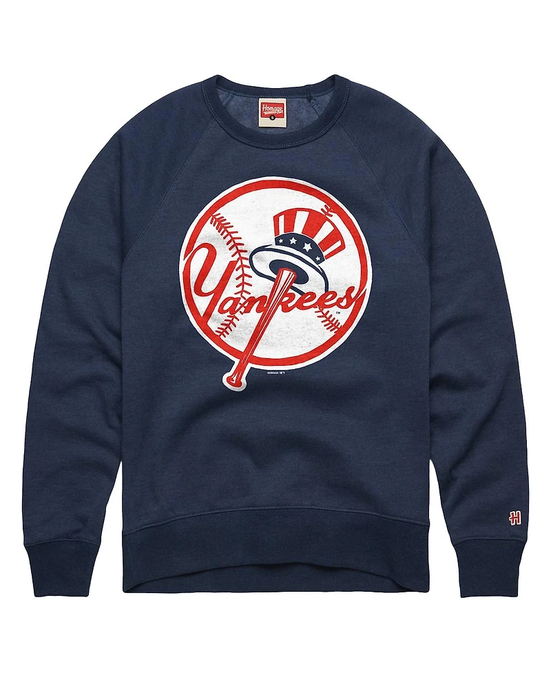 Homage Men's Navy New York Yankees Cooperstown Collection Crewneck Sweatshirt