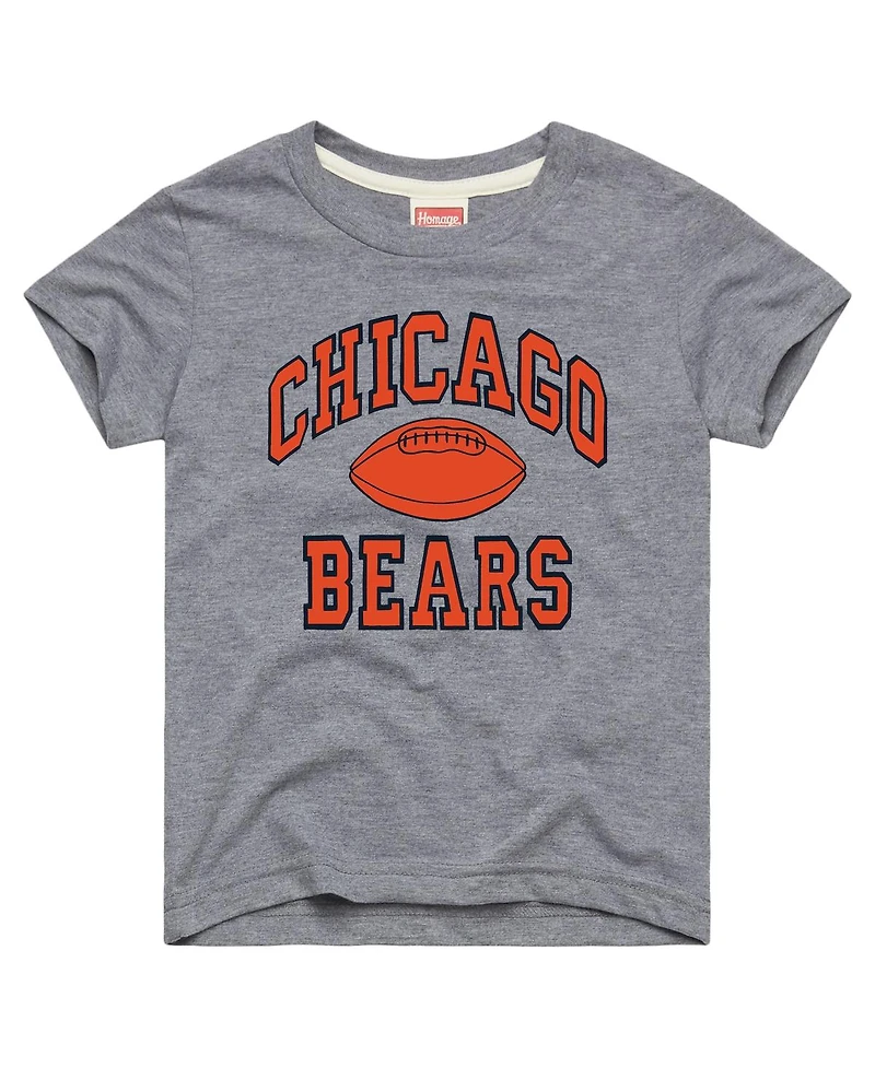 Homage Big Boys and Girls Gray Chicago Bears Gridiron Tri-Blend T-Shirt