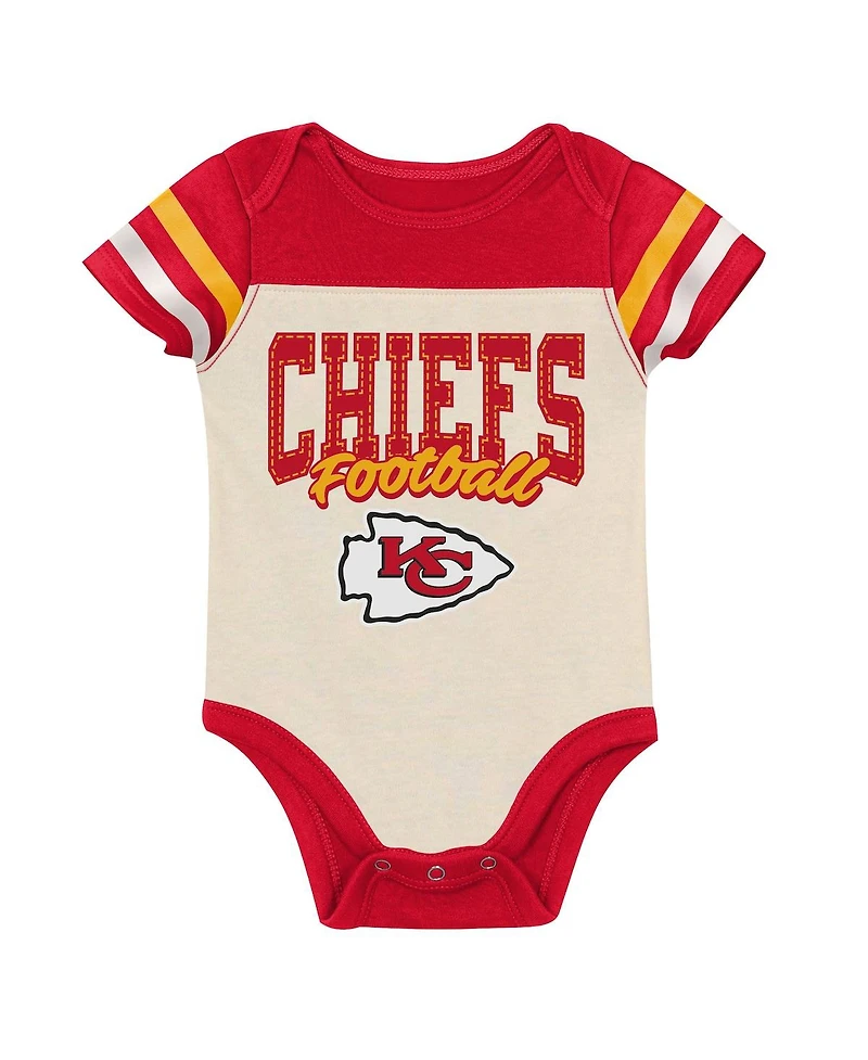 Outerstuff Boys and Girls 3 Piece Kansas City Chiefs Up One Bodysuit Bib Booties Set