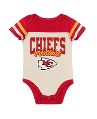 Outerstuff Boys and Girls 3 Piece Kansas City Chiefs Up One Bodysuit Bib Booties Set