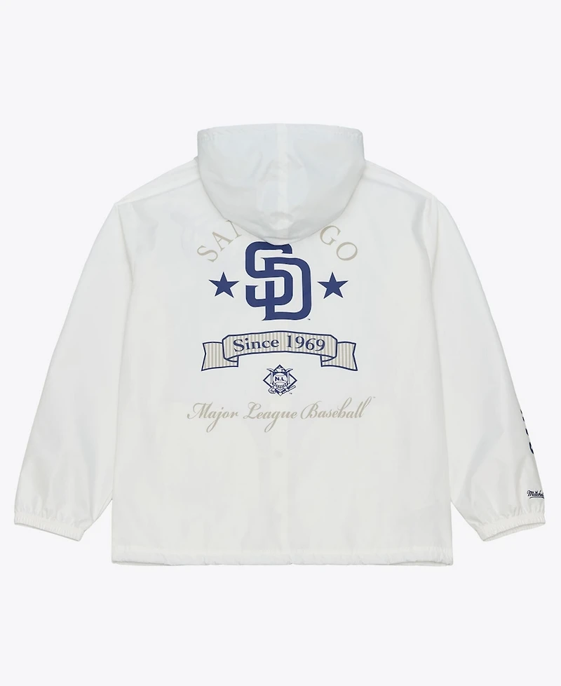 Mitchell & Ness Men's White San Diego Padres Yacht Rock Coaches Full-Snap Hooded Windbreaker Jacket