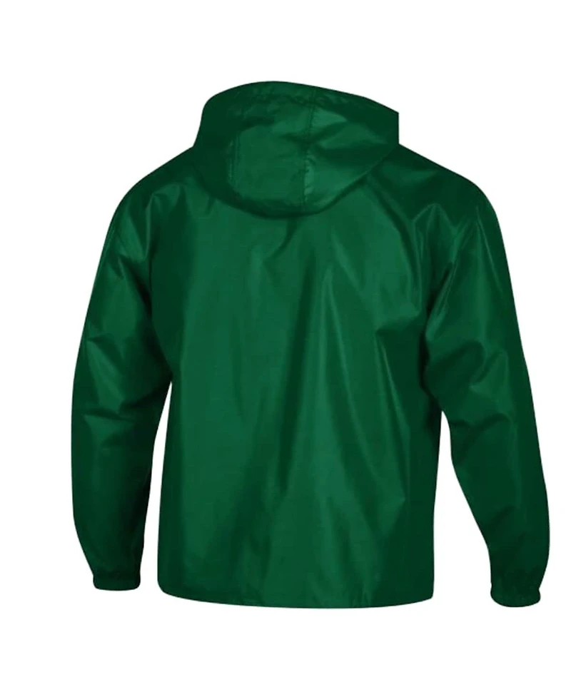 Champion Men's Green Green Bay Packers Packable Hooded Windbreaker Half-Zip Jacket