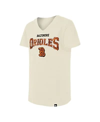 New Era Big Girls Cream Baltimore Orioles 2026 City Connect Flip Sequin V-Neck T-Shirt