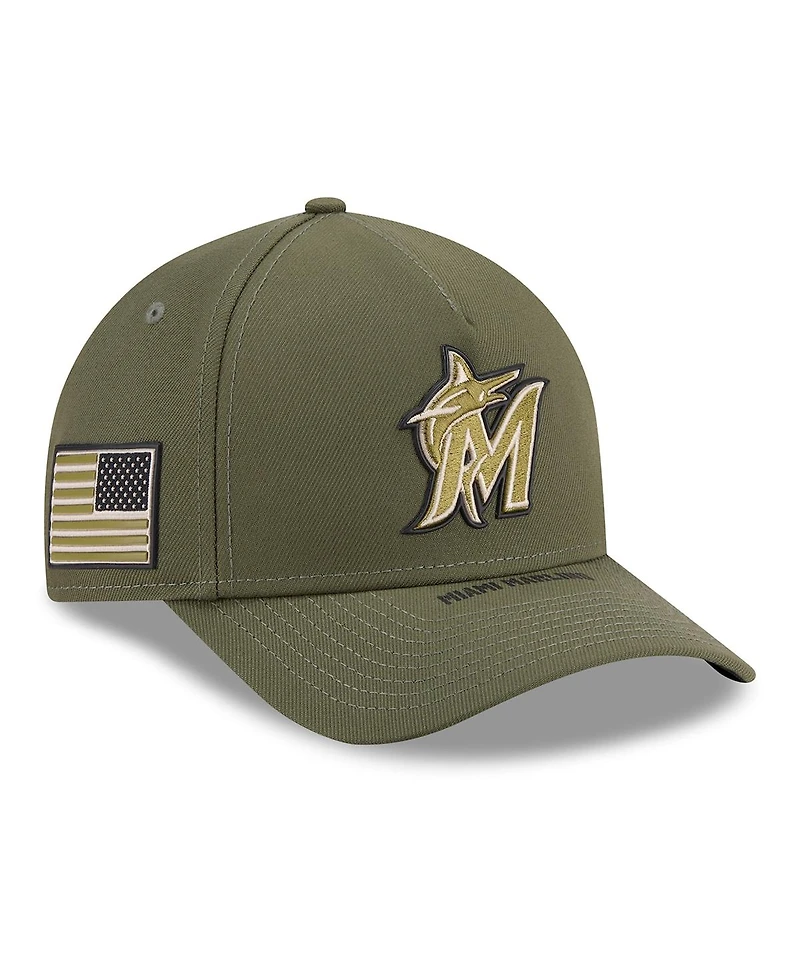 New Era Big Boys and Girls Olive Miami Marlins 2026 Armed Forces Day 9FORTY M-Crown Adjustable Hat