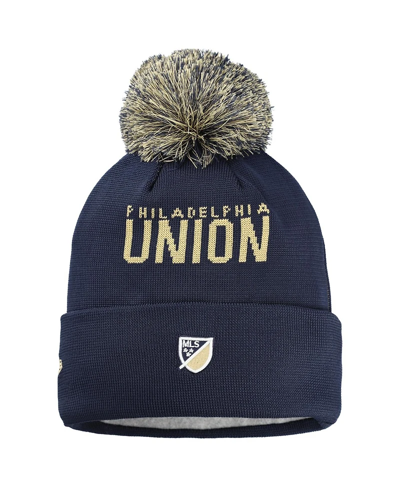 New Era Big Boys and Girls Navy Philadelphia Union Jersey Hook Cuffed with Pom Knit Hat