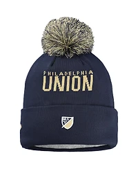 New Era Big Boys and Girls Navy Philadelphia Union Jersey Hook Cuffed with Pom Knit Hat