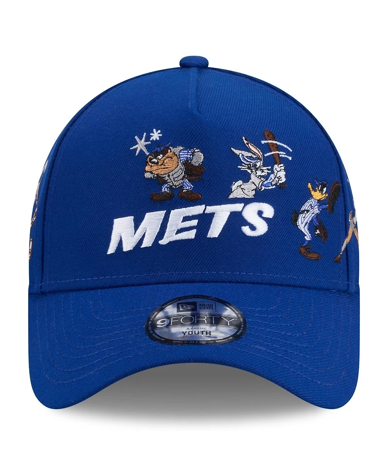 New Era Big Boys and Girls Royal New York Mets Looney Tunes A-Frame 9FORTY Adjustable Hat