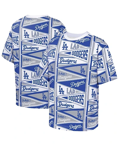Outerstuff Big Boys and Girls Blue Los Angeles Dodgers All-Over Pennant T-Shirt