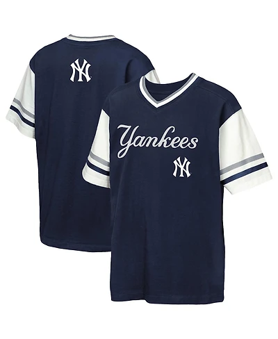 Outerstuff Big Boys and Girls Navy New York Yankees League Base Runner Ringer T-Shirt