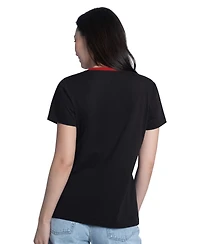 G-iii 4Her by Carl Banks Women's Black Denny Hamlin Best Team V-Neck T-Shirt