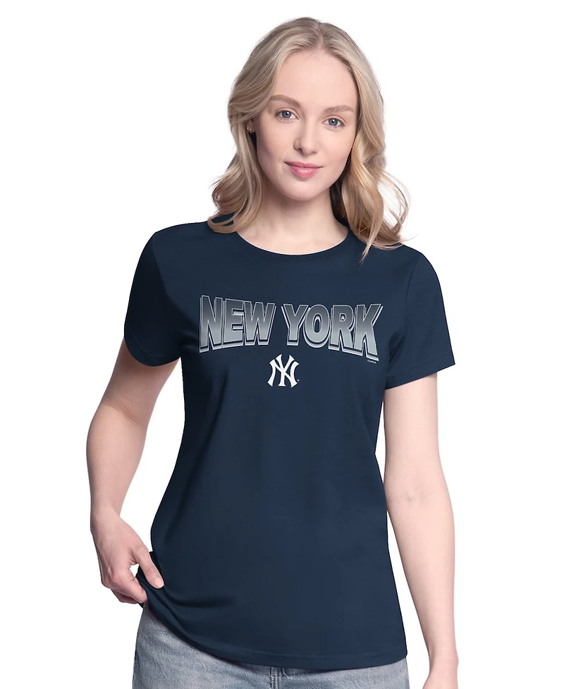 G-iii 4Her by Carl Banks Women's Navy/Bright Heather Ceramic New York Yankees T-Shirt and Hoodie Combo Pack