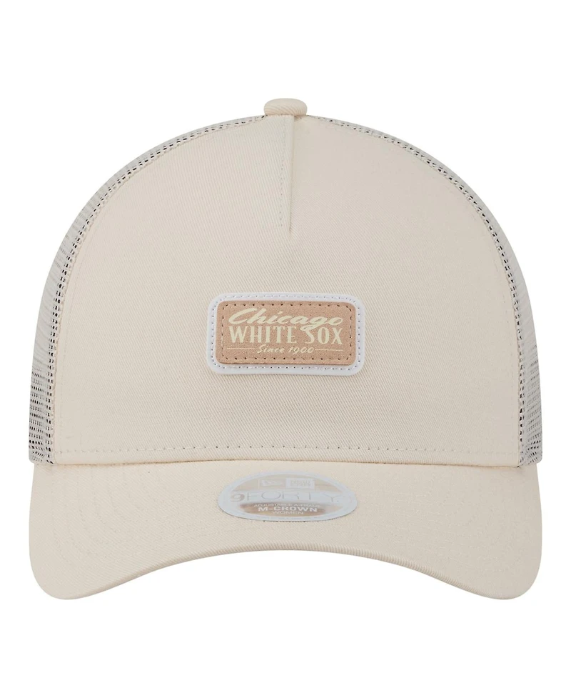 New Era Women's Light Beige Chicago White Sox Tonal Patch 9FORTY M-Crown A-Frame Trucker Adjustable Hat