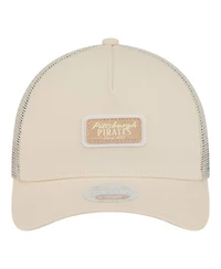 New Era Women's Light Beige Pittsburgh Pirates Tonal Patch 9FORTY M-Crown A-Frame Trucker Adjustable Hat