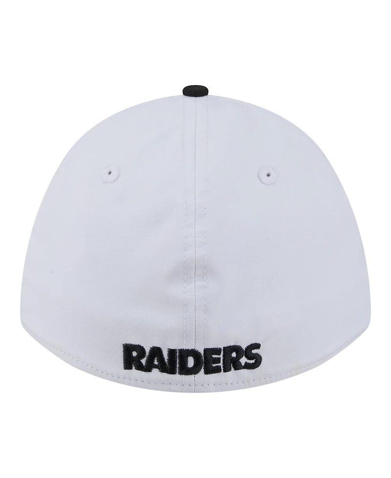 New Era Men's White/Black Las Vegas Raiders Patch 39THIRTY A-Frame M-Crown Perforated Flex Hat