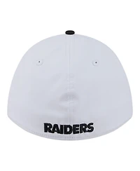 New Era Men's White/Black Las Vegas Raiders Patch 39THIRTY A-Frame M-Crown Perforated Flex Hat