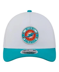 New Era Men's White/Aqua Miami Dolphins Patch 39THIRTY A-Frame M-Crown Perforated Flex Hat