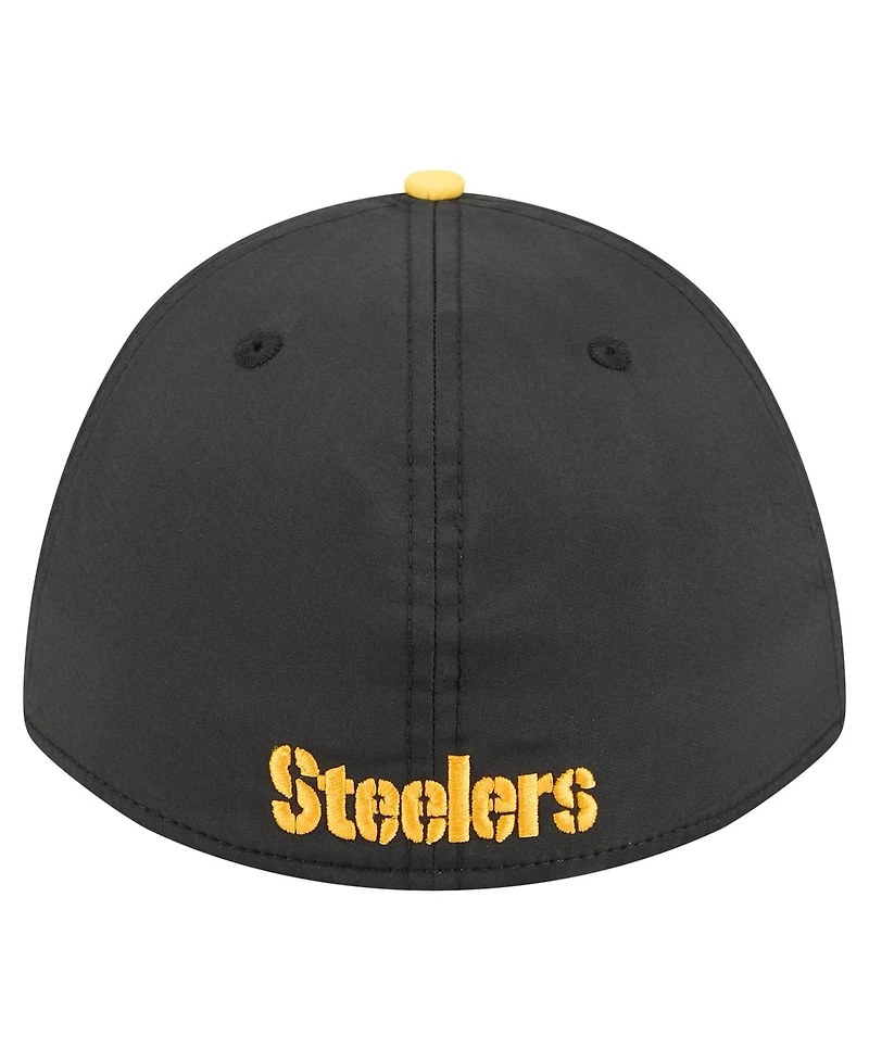 New Era Men's Black/Gold Pittsburgh Steelers Rope M-Crown A-Frame 39THIRTY Flex Hat