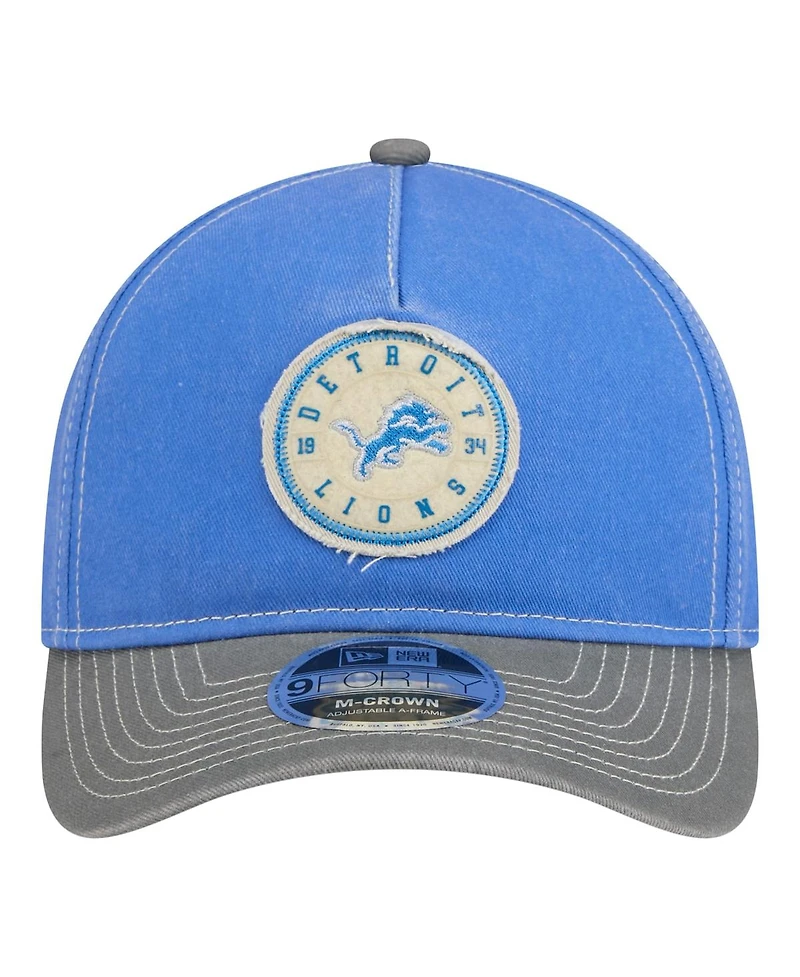 New Era Men's Blue/Gray Detroit Lions 9FORTY Felt A-Frame Adjustable Hat