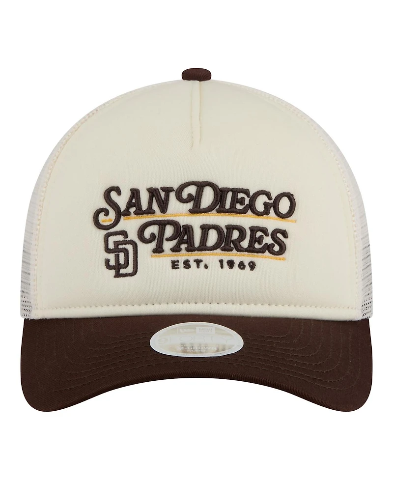New Era Women's Light Beige/Brown San Diego Padres Retro 9FORTY M-Crown A-Frame Trucker Adjustable Hat