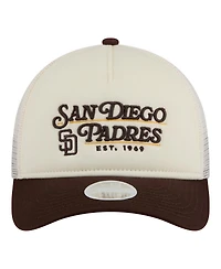 New Era Women's Light Beige/Brown San Diego Padres Retro 9FORTY M-Crown A-Frame Trucker Adjustable Hat