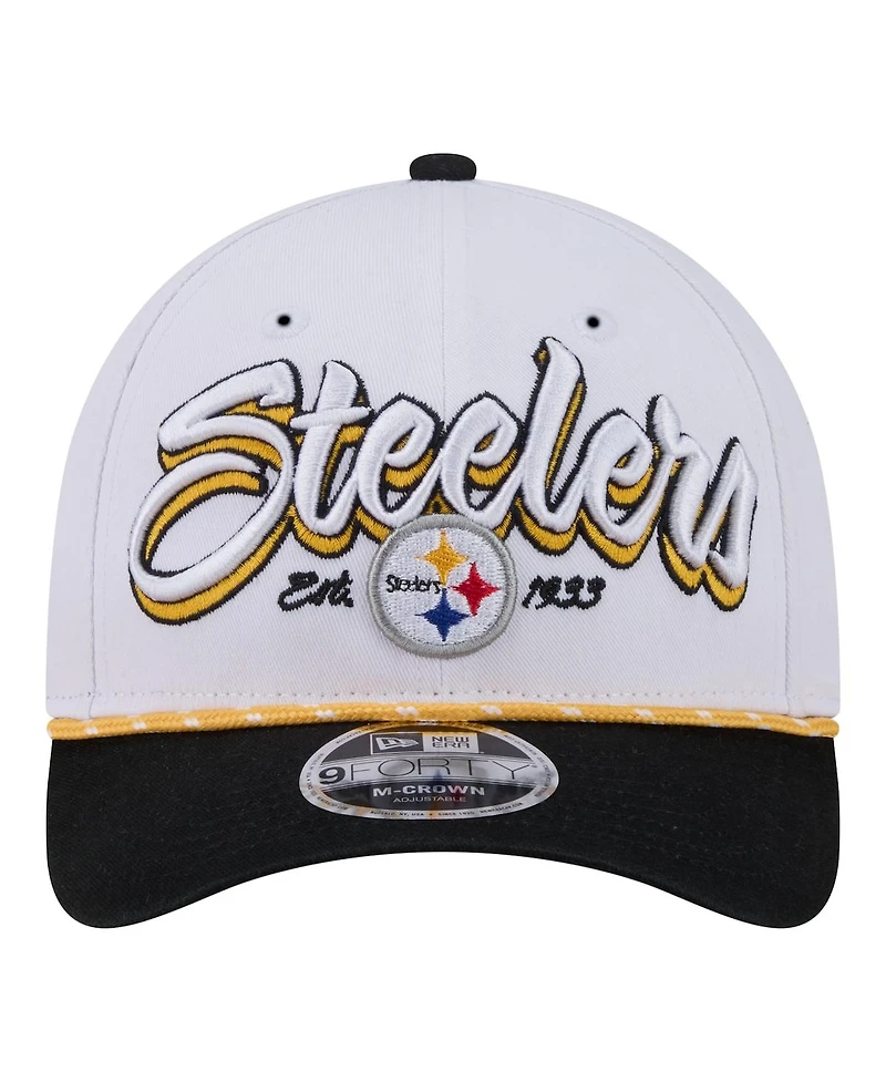New Era Men's White Pittsburgh Steelers Team Loyal A-Frame 9FORTY Adjustable Hat
