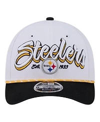 New Era Men's White Pittsburgh Steelers Team Loyal A-Frame 9FORTY Adjustable Hat