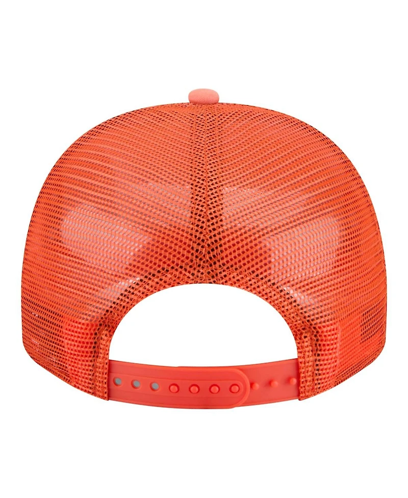 New Era Men's Orange Anaheim Ducks Faded A-Frame 9FIFTY Trucker Snapback Hat