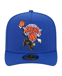 New Era Men's Blue York Knicks Injection Cartoon Logo A-Frame 59FIFTY Fitted Hat