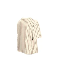 New Era Women's Cream Los Angeles Angels City Connect Throwback Meshback Pinstripe Boxy T-Shirt