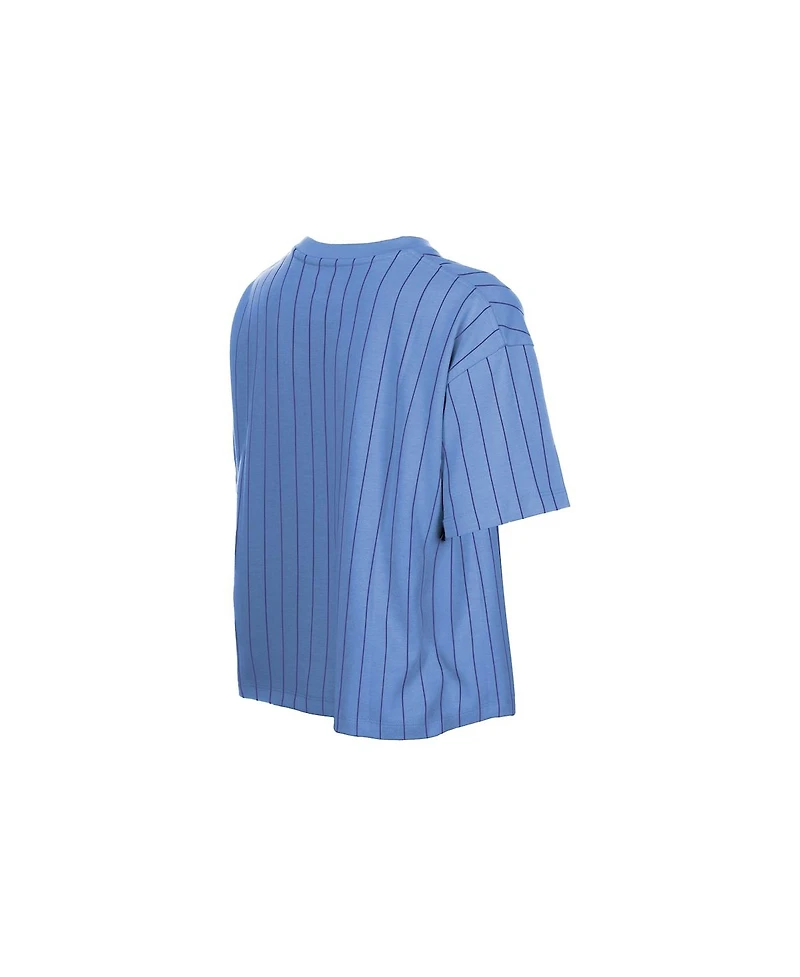 New Era Women's Light Blue Colorado Rockies City Connect Throwback Meshback Pinstripe Boxy T-Shirt
